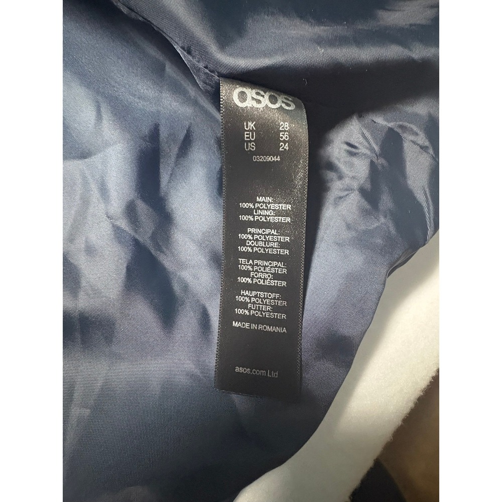 ASOS Curve Sequin Blazer 24 Navy Blue Open Front Long Sleeve Sparkly Jacket - Picture 8 of 8
